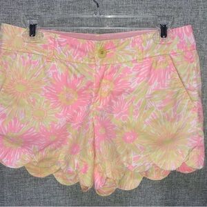Lilly Pulitzer Buttercup Short Scallop Hem Pink Yellow  Sz 2